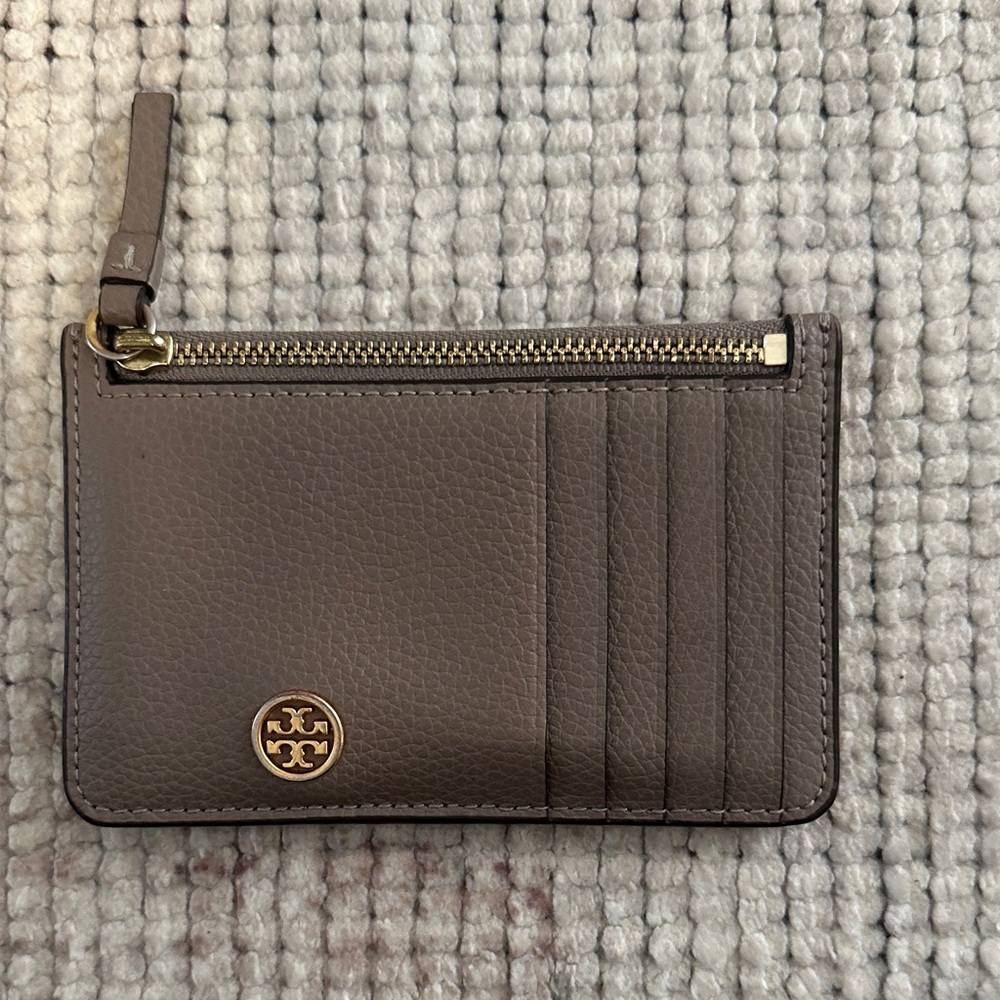 Tory Burch Taupe Leather Card Holder